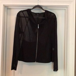 Black, sheer zip-up jacket